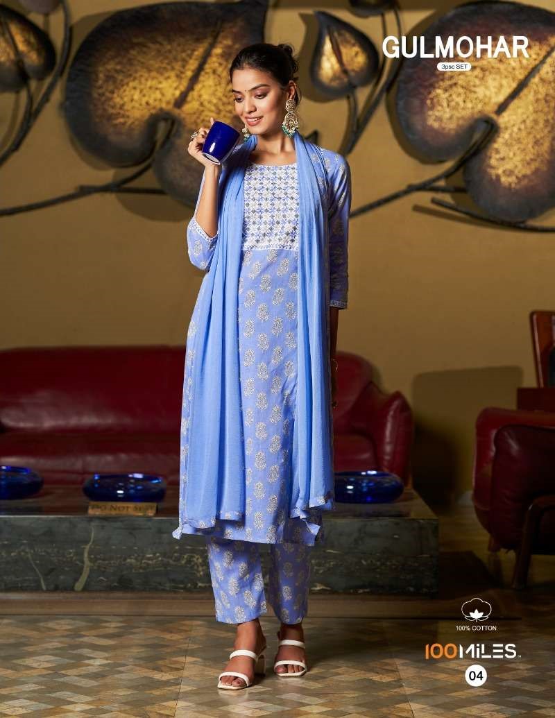 100Miles Gulmohar Cotton Salwar Kameez Catalog collection 6