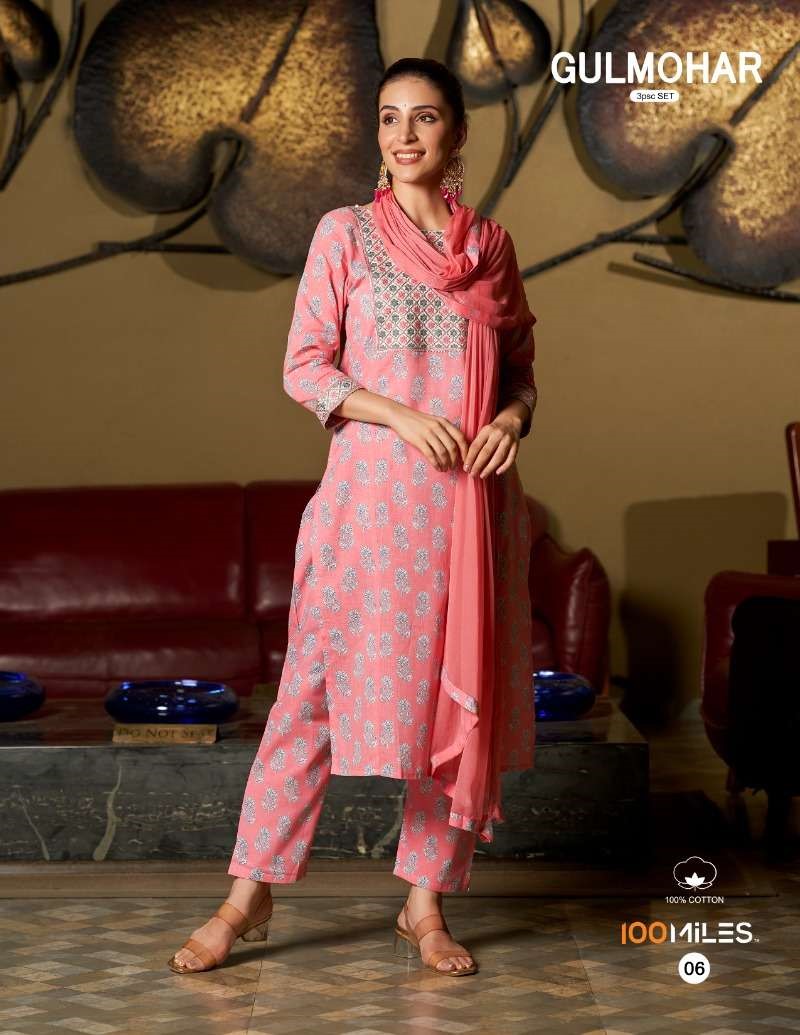 100Miles Gulmohar Cotton Salwar Kameez Catalog collection 7