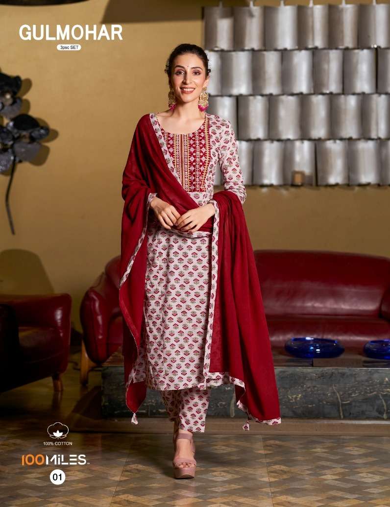 100Miles Gulmohar Cotton Salwar Kameez Catalog collection 8