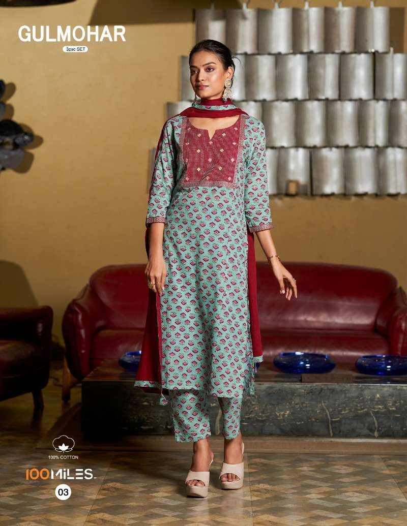 100Miles Gulmohar Cotton Salwar Kameez Catalog collection 2