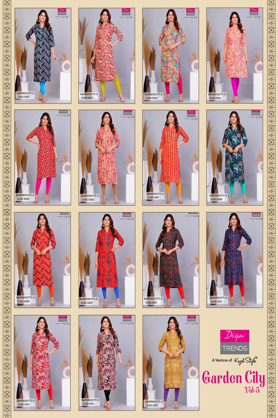 Diya Trends Gardencity Vol 5 Kurtis Below 300 Size set collection 15