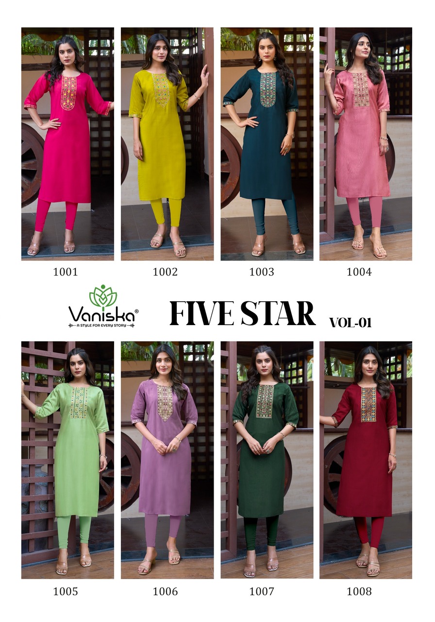 Vaniska Five Star Embroidery Kurti Catalog collection 15