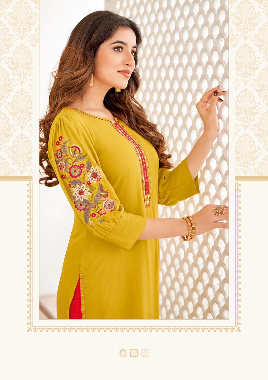 Mittoo Kurti Kaamiya Rayon Kurti Catalog collection 5