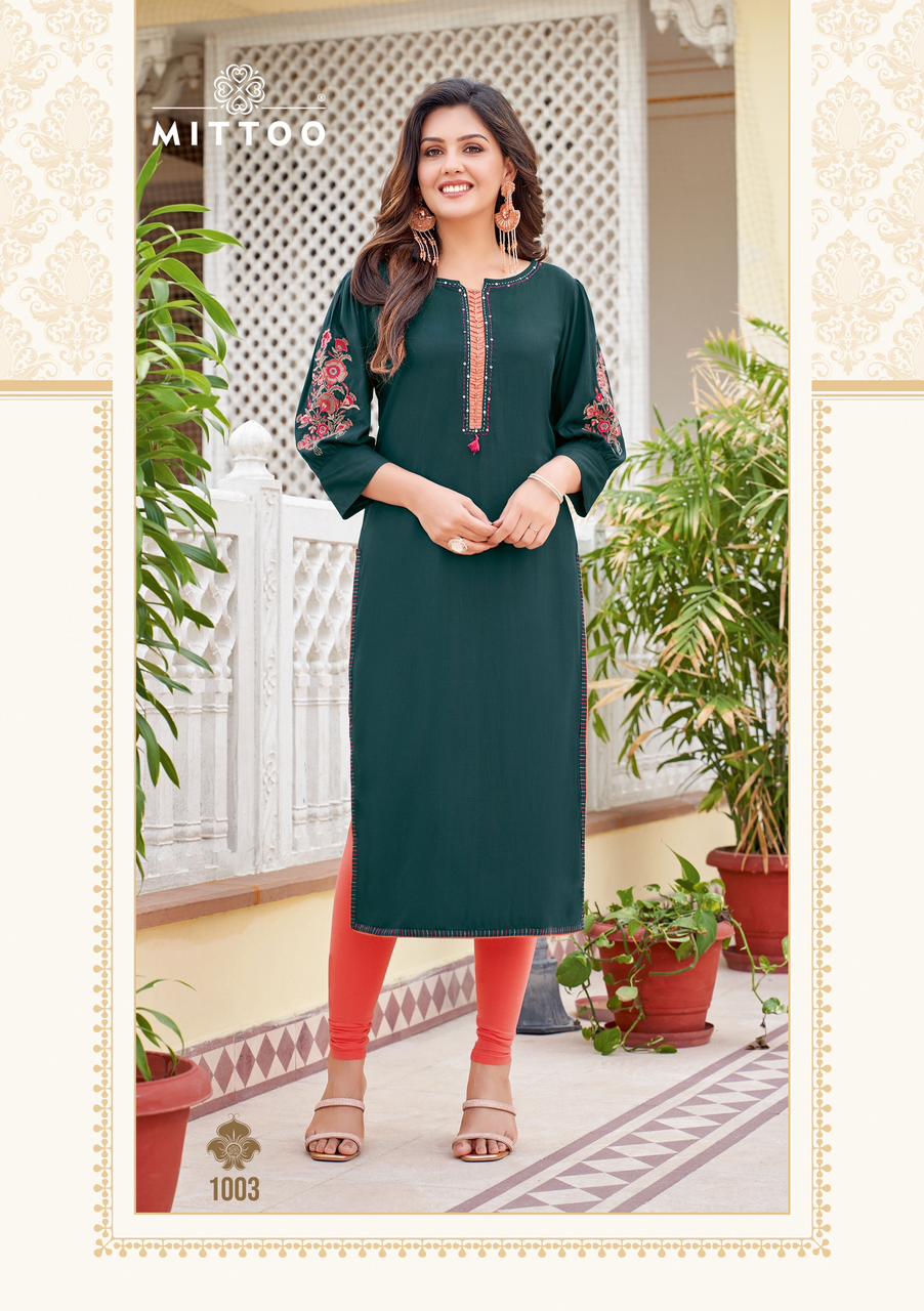 Mittoo Kurti Kaamiya Rayon Kurti Catalog collection 8