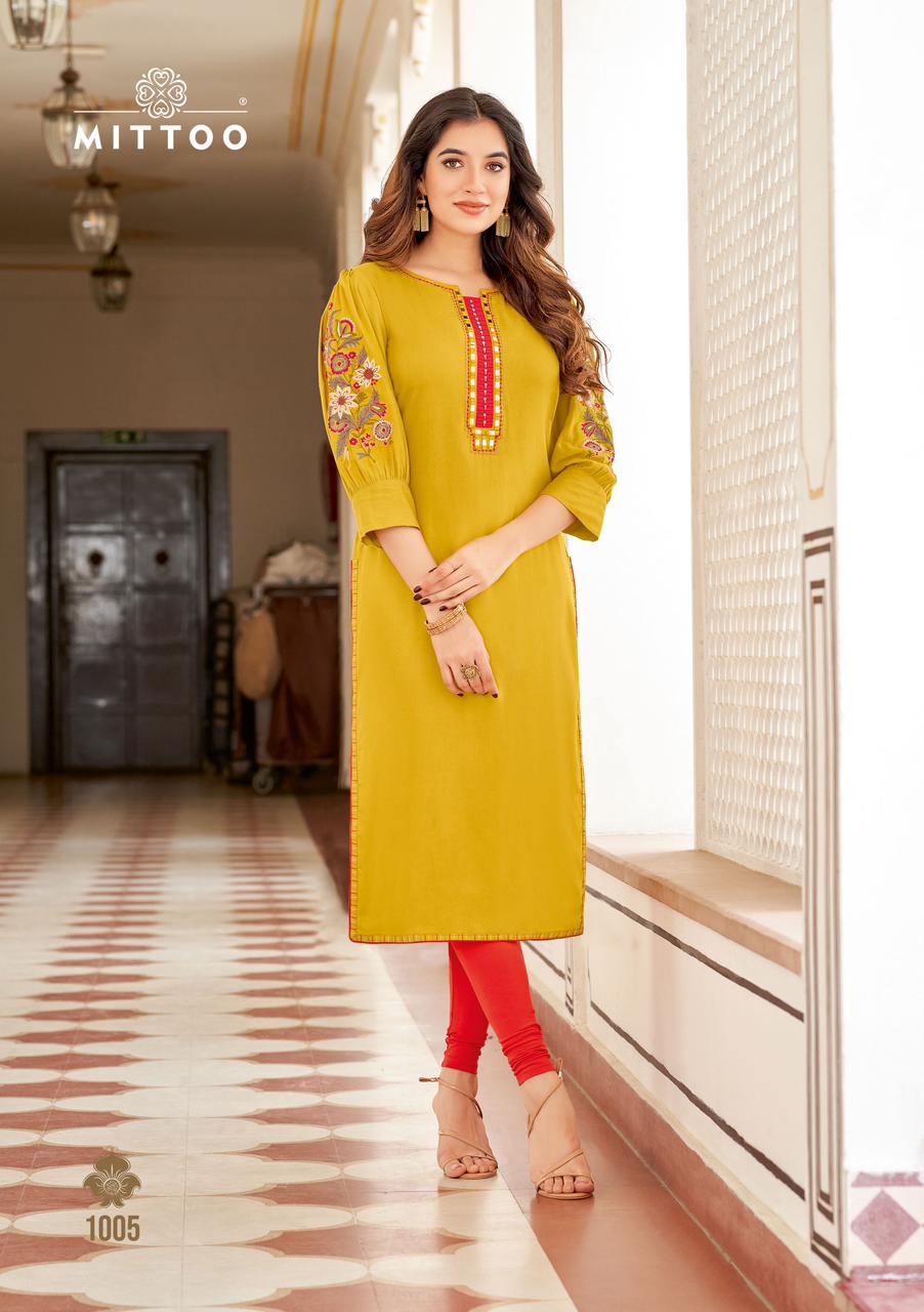 Mittoo Kurti Kaamiya Rayon Kurti Catalog collection 6