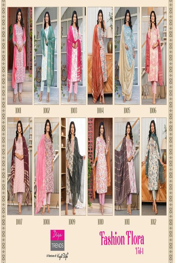 Diya Trends Fashion Flora Printed Salwar Kameez Catalog collection 12